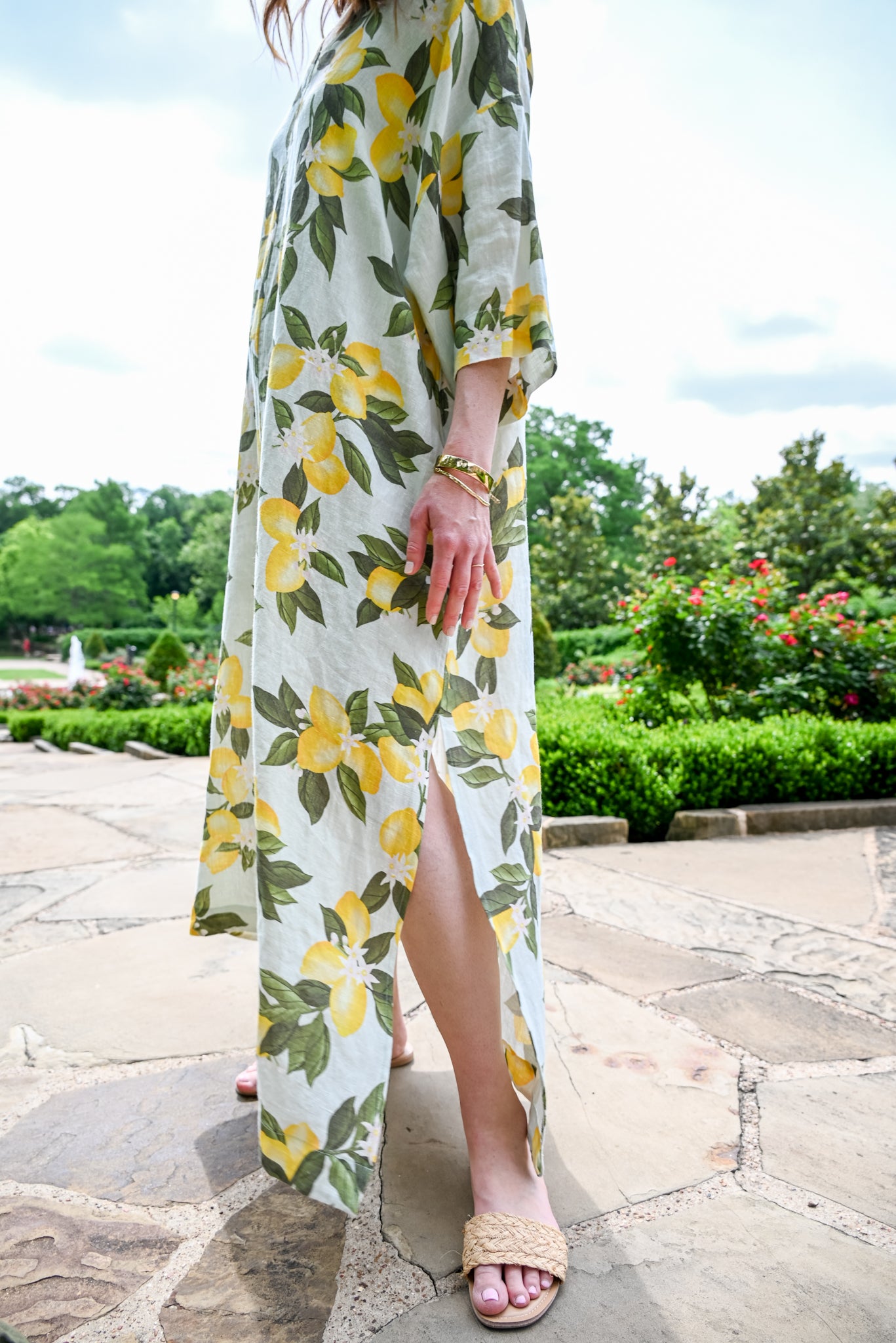 Lemon Print Caftan Dress