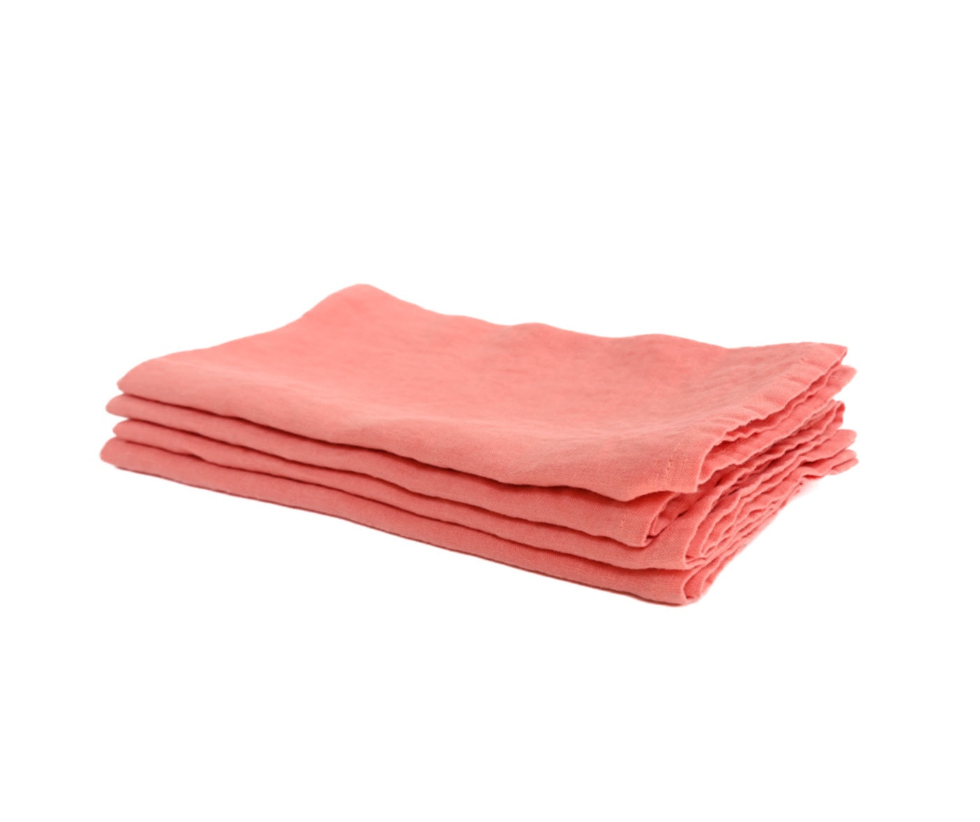 Set of Four Pink Sherbet Linen Napkins