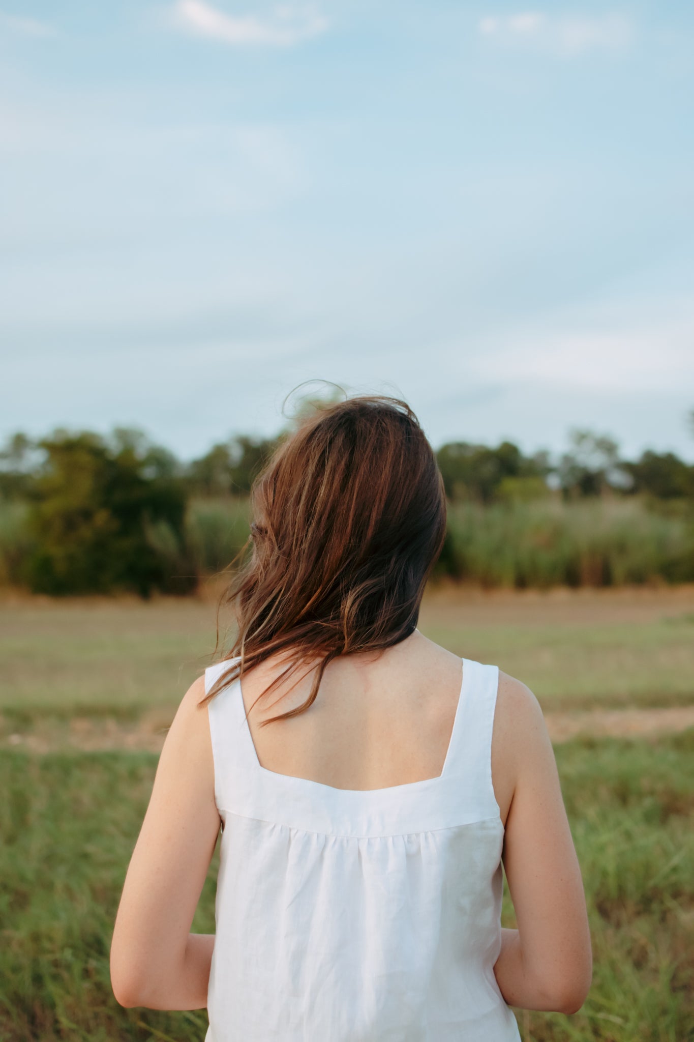 Laguna Linen Top in Blanc