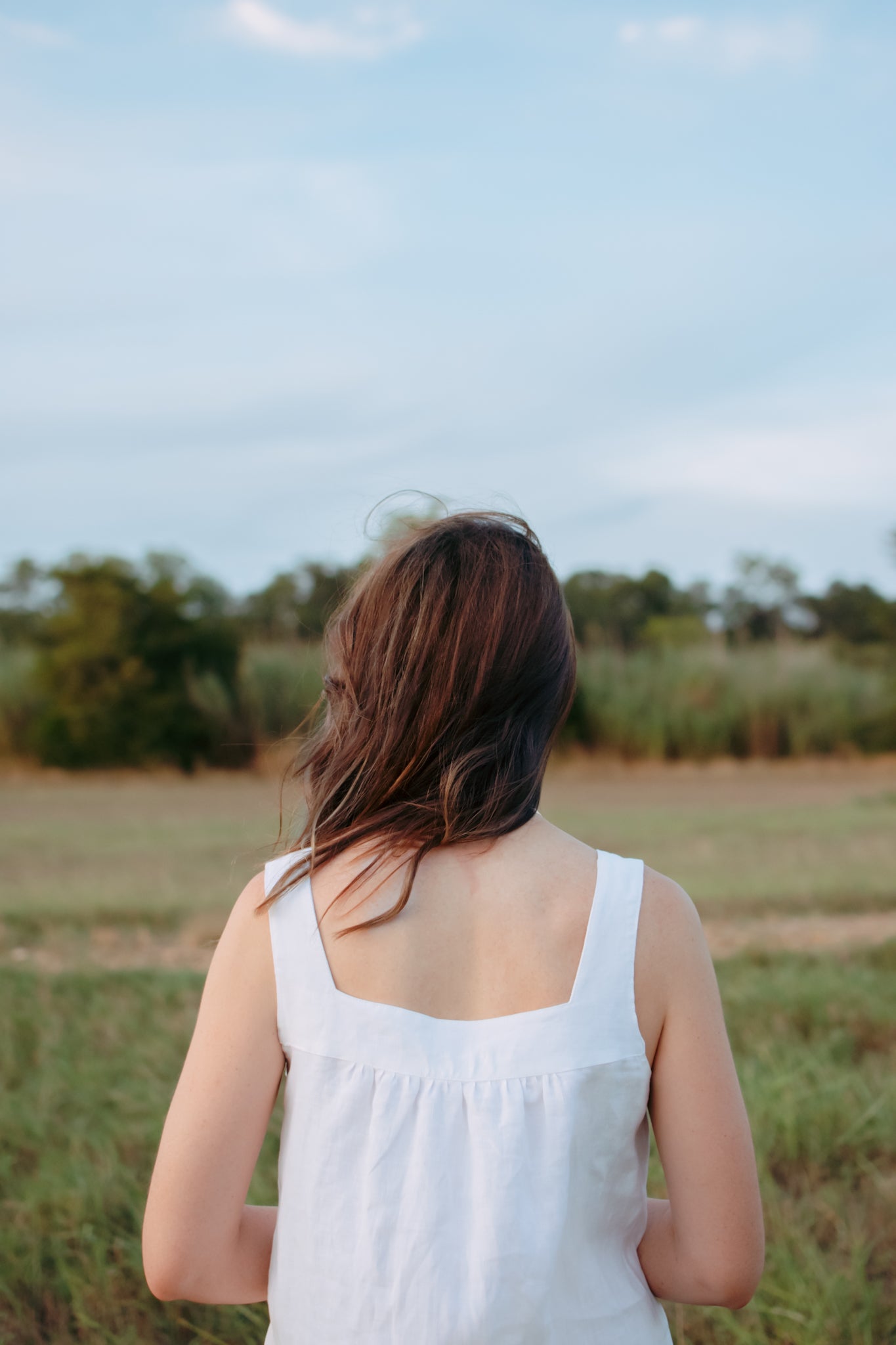 Laguna Midi Linen Dress in Blanc