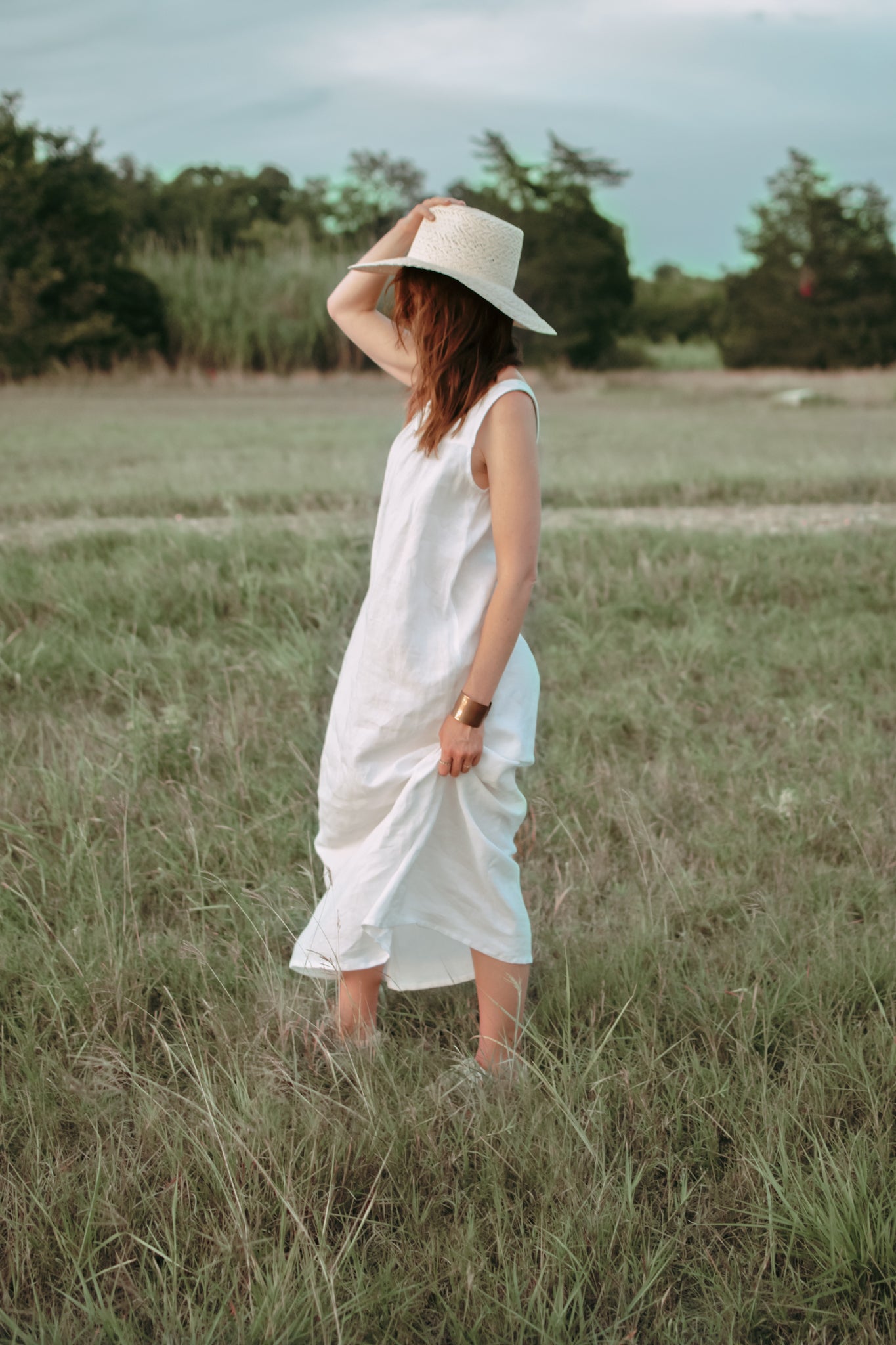 Laguna Midi Linen Dress in Blanc Laguna Midi Linen Dress in Blanc