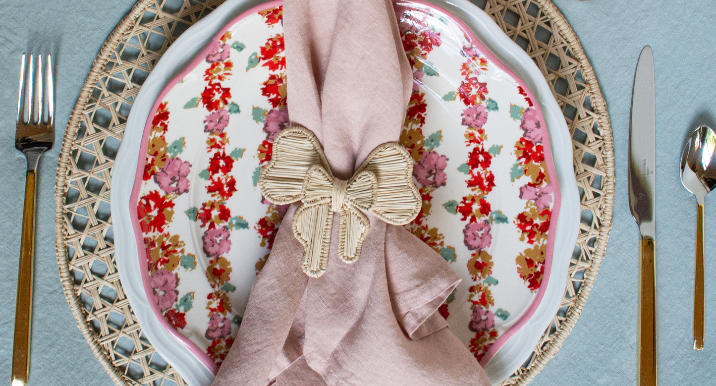 Set of Four Blush Linen Napkins