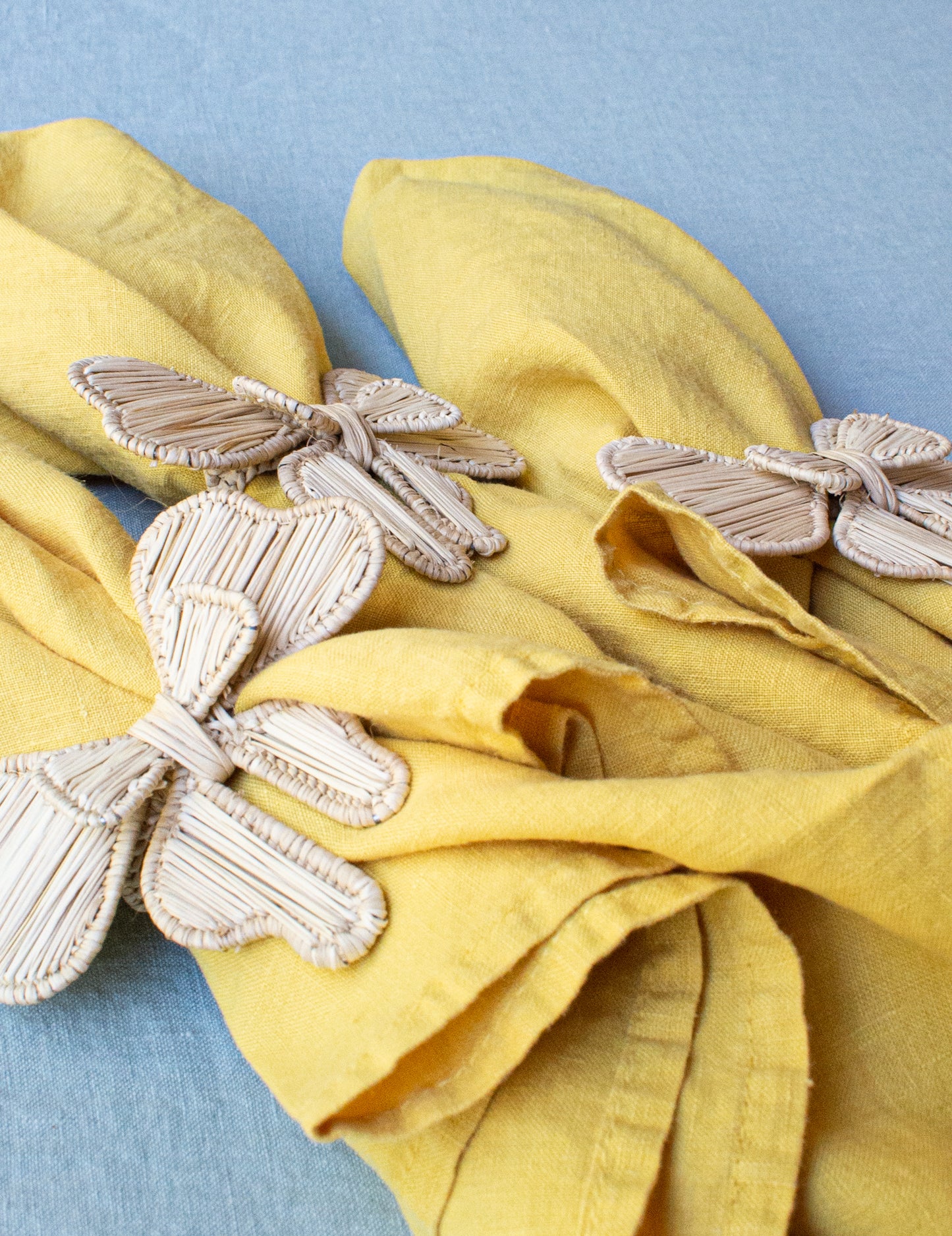 Set of Four Citron Linen Napkins