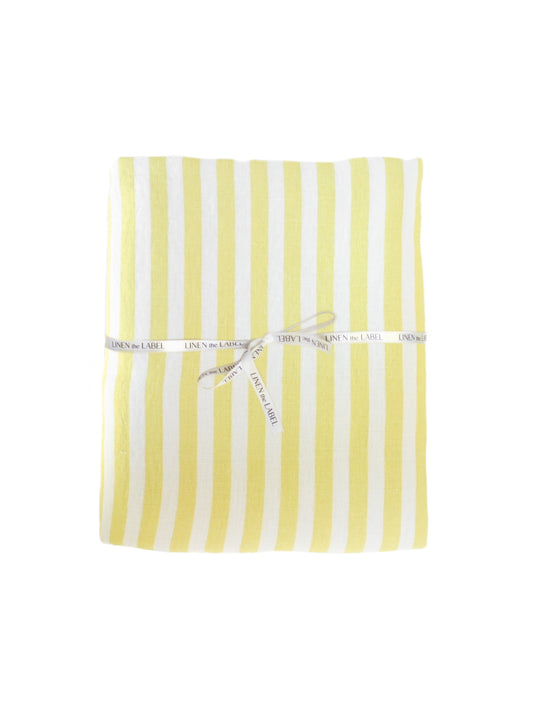 Chartreuse Stripe Linen Tablecloth