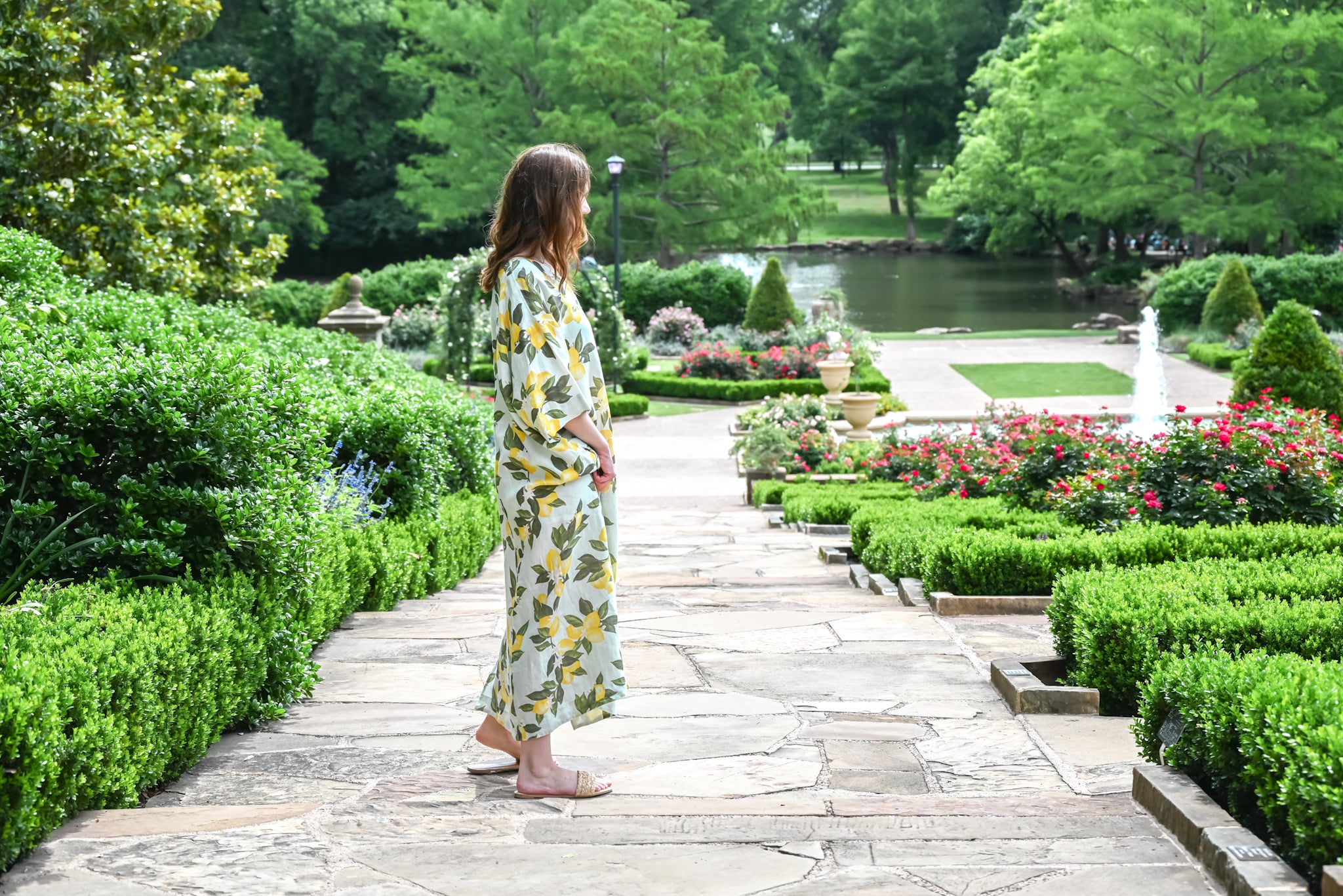 Lemon Print Caftan Dress