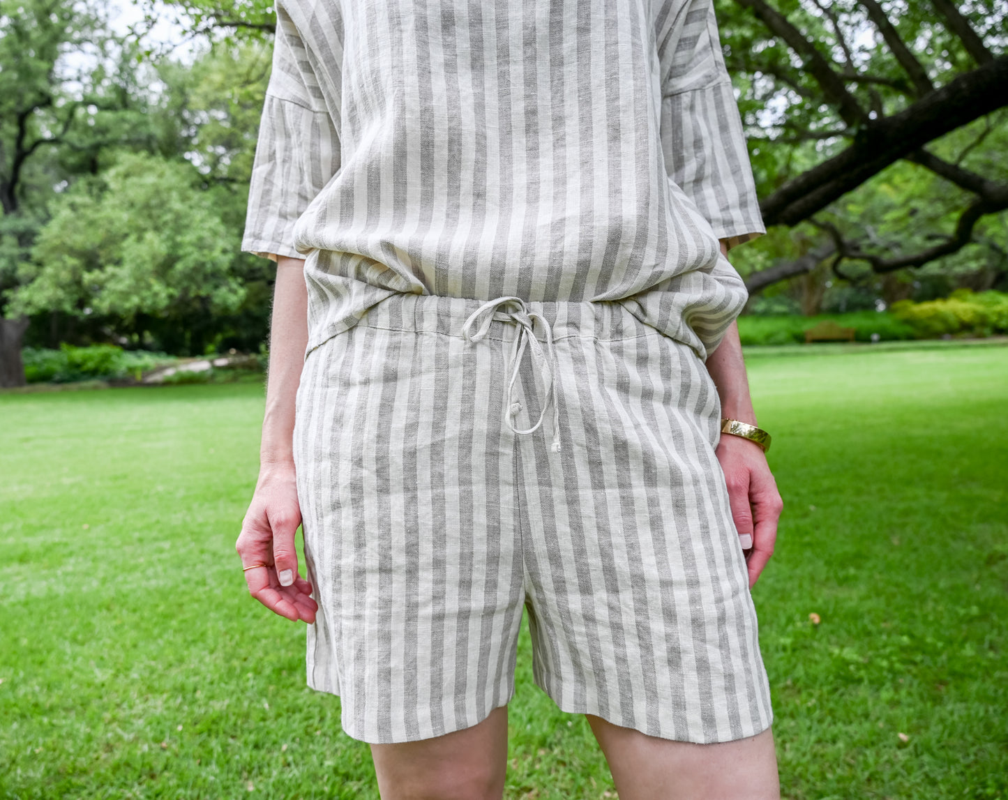 Short Set in Oatmeal and Ivory Stripe