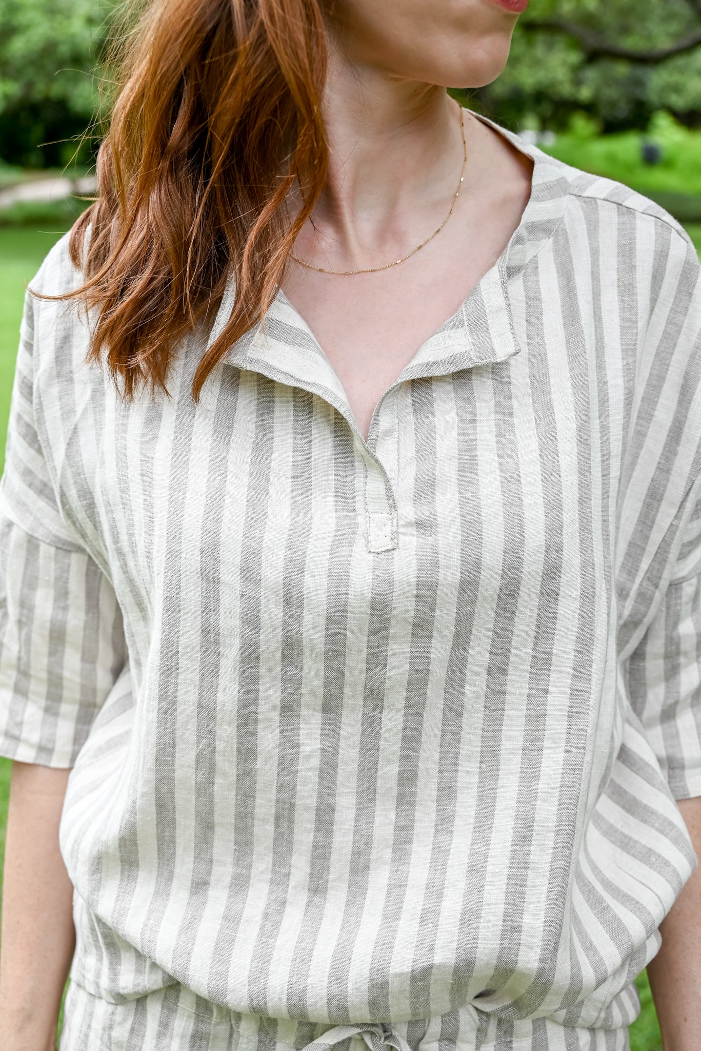 Short Set in Oatmeal and Ivory Stripe