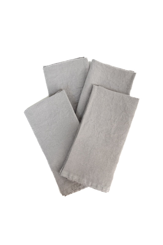 Set of Four Stone Linen Napkins