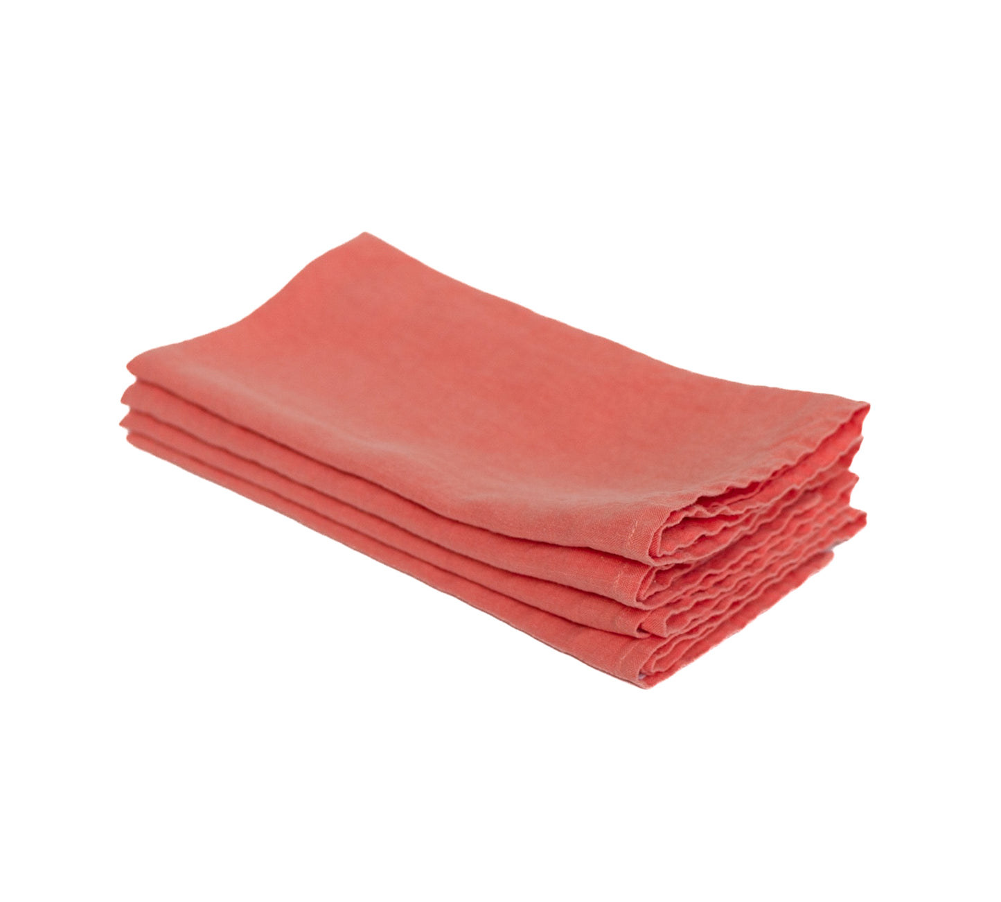 Set of Four Coral Linen Napkins