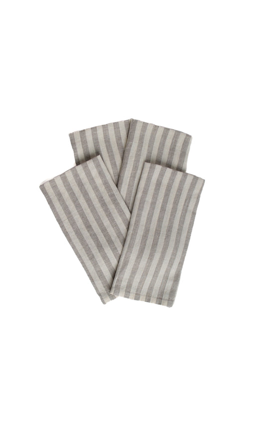 Set of Four Stripe Linen Napkins