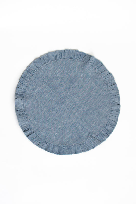 Set of Two Linen Placemats in Chambray