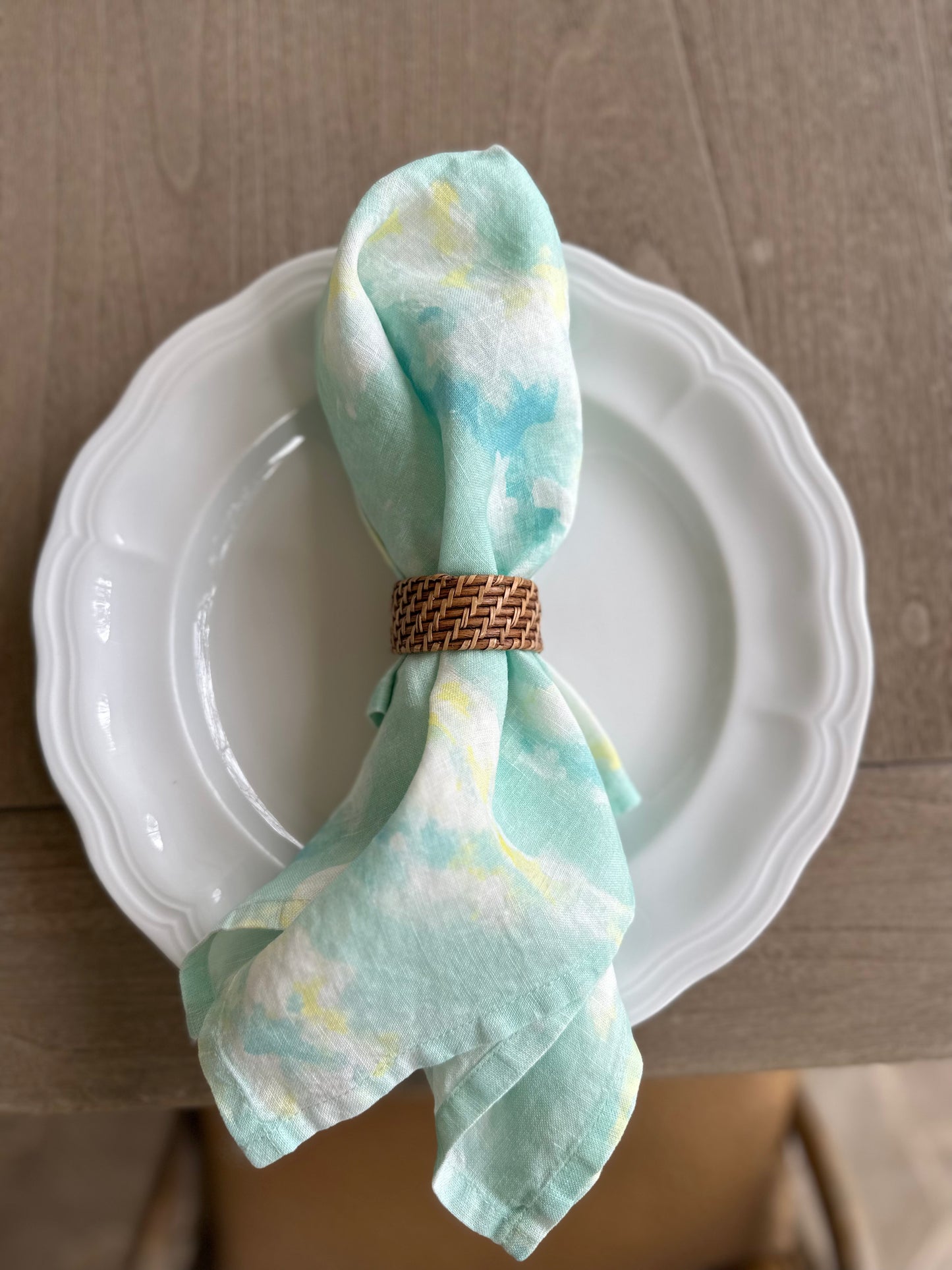 Set of Four Clouds Print Linen Napkins