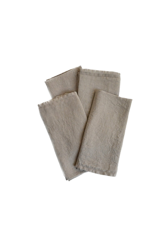 Set of 4 Four Oatmeal Linen Napkins