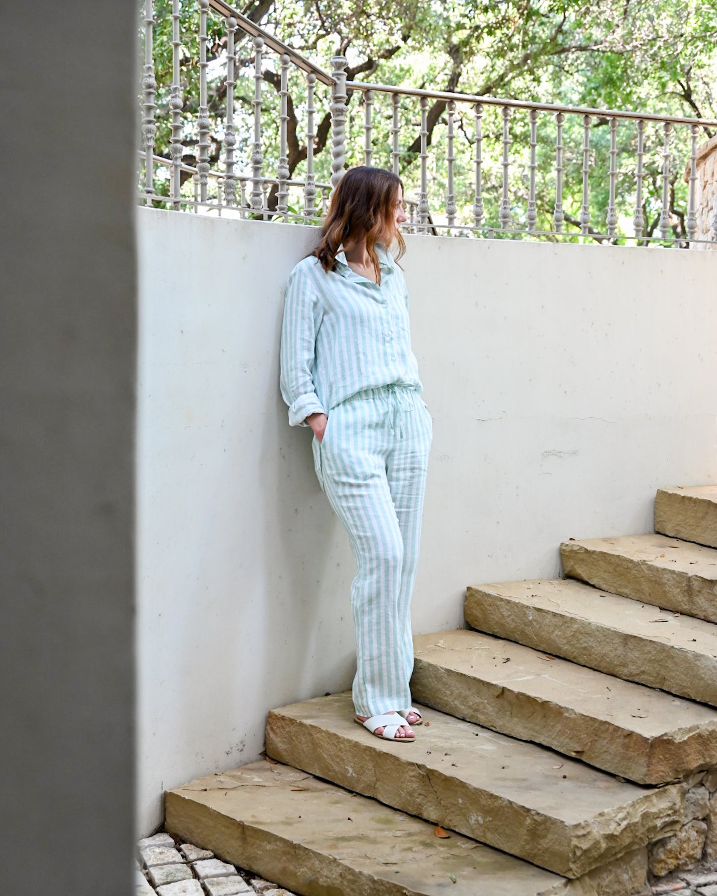 Pool Striped Linen Beach Pant