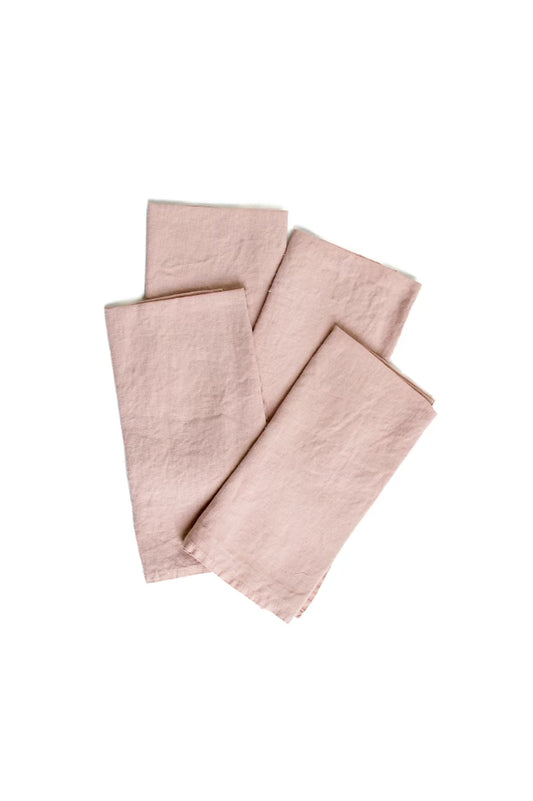 Set of Four Blush Linen Napkins