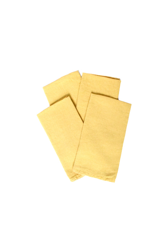 Set of Four Citron Linen Napkins