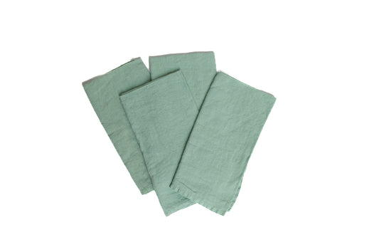 Set of Four Mint Linen Napkins